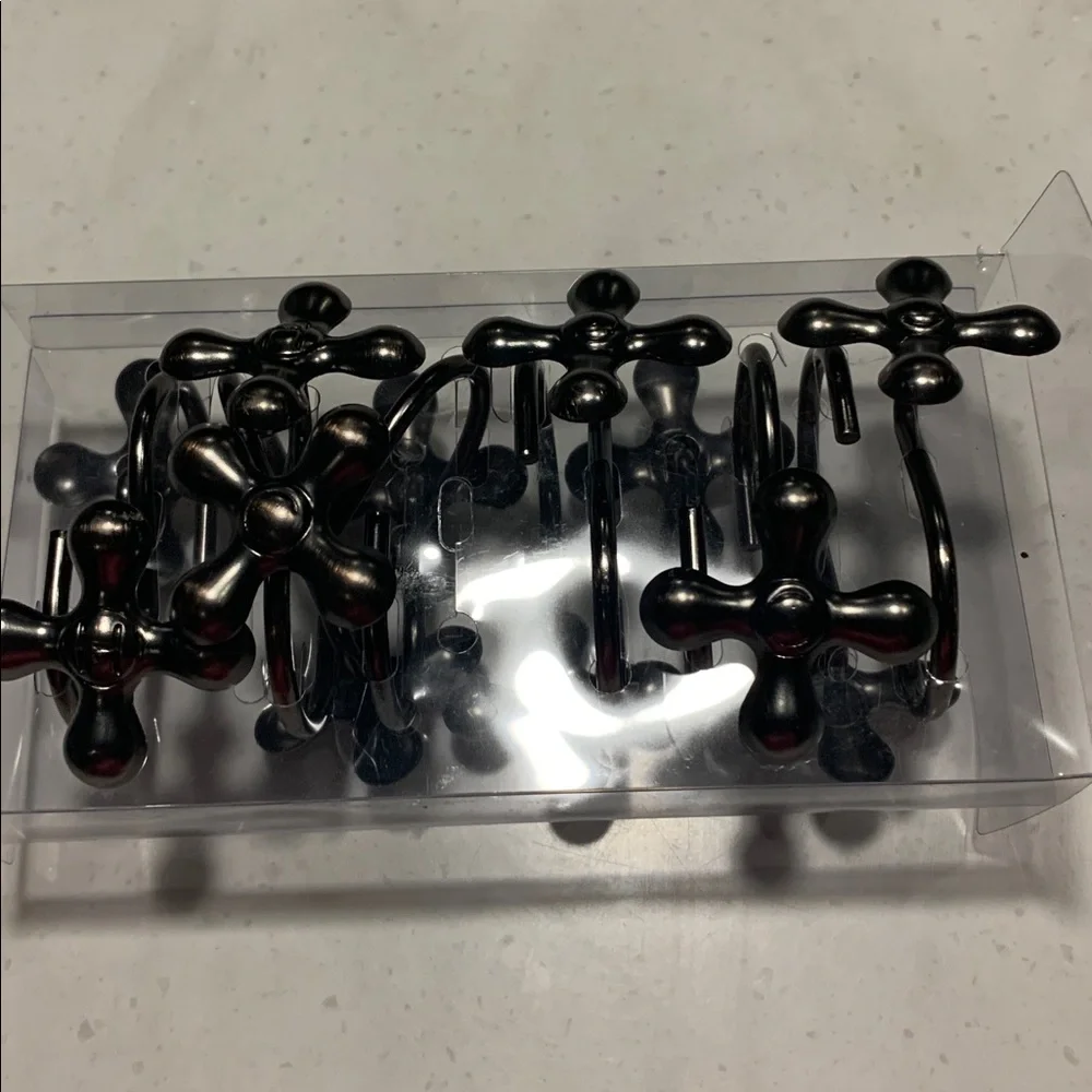 Water Tap Shower curtain hooks 12 pack Hot & Cold Metal hooks NEW Unique & Rare